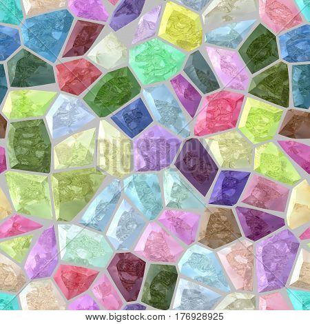 sweet pastel colored floor marble irregular plastic stony mosaic pattern texture seamless background with gray grout - full color