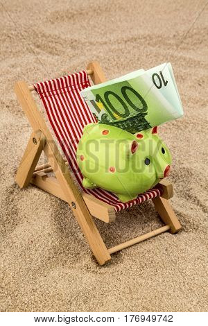 deckchair with euro banknote