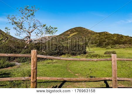 Fencing on the Iron Mountain trail in Poway, California, located in San Diego County.