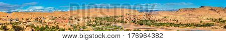 Panoramic view of Ait Ben Haddou, a UNESCO world heritage site in Morocco
