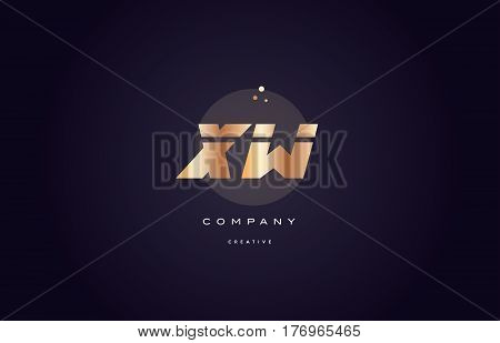 Xw X W  Gold Metal Purple Alphabet Letter Logo Icon Template