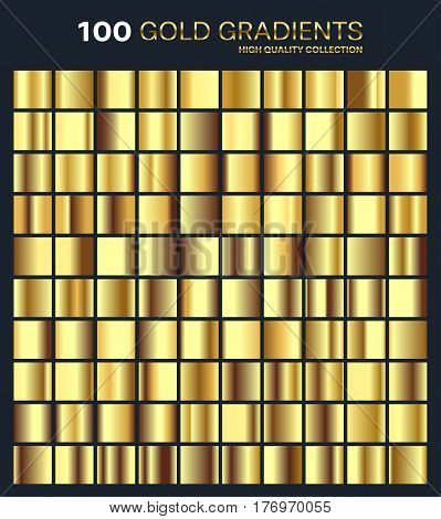 Gold, golden gradient, pattern, template.Set of colors for design, collection of high quality gradients.Metallic texture, shiny background.Pure metal.Suitable for text , mockup, banner, ribbon or ornament.