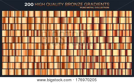 Bronze gradient, pattern, template.Set of colors for design, collection of high quality gradients.Metallic texture, shiny background.Pure metal.Suitable for text , mockup, banner, ribbon or ornament.