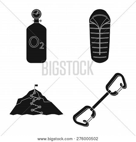 Isolated Object Of Mountaineering And Peak Symbol. Collection Of Mountaineering And Camp Vector Icon