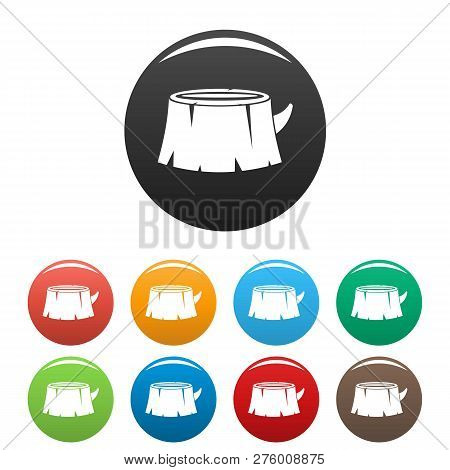 Old Tree Stump Icons Set 9 Color Isolated On White For Any Design