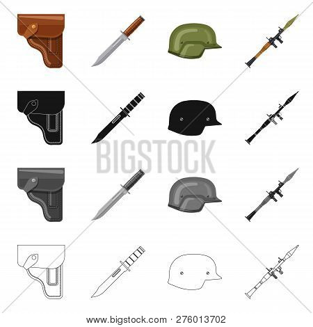 Vector Illustration Of Weapon And Gun Icon. Set Of Weapon And Army Vector Icon For Stock.