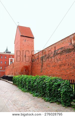 Fragment Of The City Wall And Ramera Tower On Torna Street. Riga, Latvia