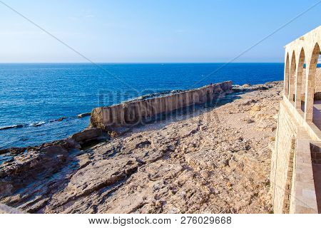 Ancient Phoenician Wall Built For Protection From Tidal Waves, In Batroun, Lebanon