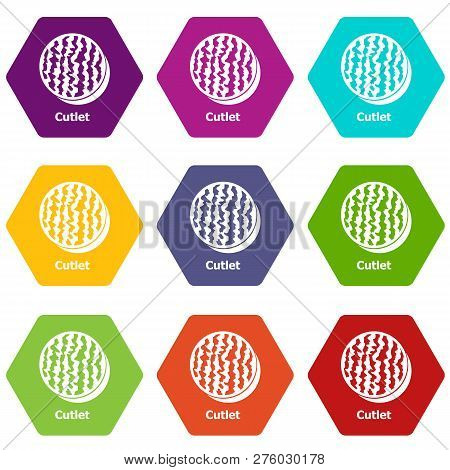 Cutlets Icons 9 Set Coloful Isolated On White For Web