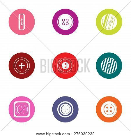 Pushbutton Icons Set. Flat Set Of 9 Pushbutton Icons For Web Isolated On White Background