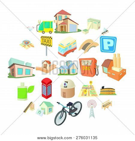 Townish Icons Set. Cartoon Set Of 25 Townish Icons For Web Isolated On White Background