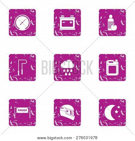 Homestretch Icons Set. Grunge Set Of 9 Homestretch Icons For Web Isolated On White Background