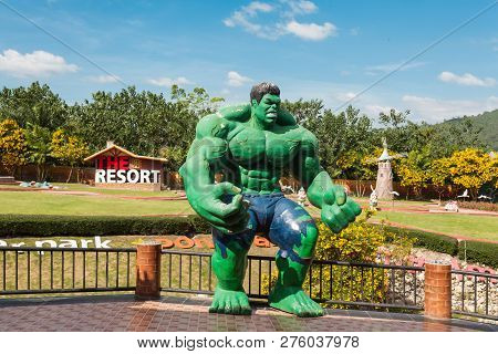 The Resort Suan Phung/rachaburi City/thailand-on Dec 16th,2018: The Statue Of Hulk Was Installed In 