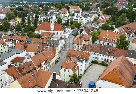 View To Medieval Village Of Freising In Bavaria