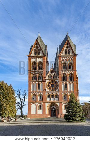 Famous Gothic Dome In Limburg An Der Lahn, Germany Under Blue Sky