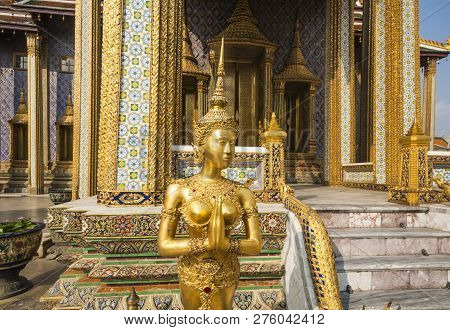 Famous Kinarees In Grand Palace In Bangkok, Thailand.