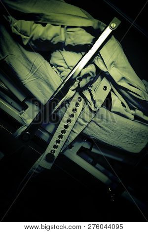 Bed Of The Mentally Ill Chained In The Booth