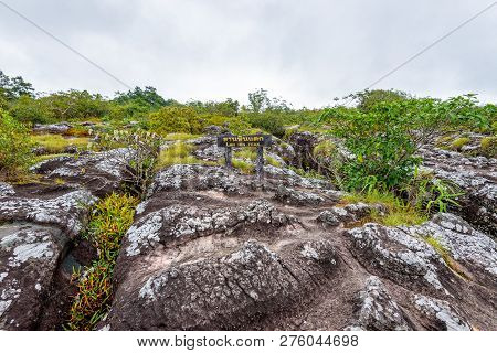 Lan Hin Teak Nameplate And Large Stone Courtyard With Strange Stone Shapes Is A Famous Natural Touri