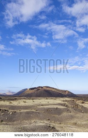 Volcano In Timanfaya National Park In Lanzarote, Spain