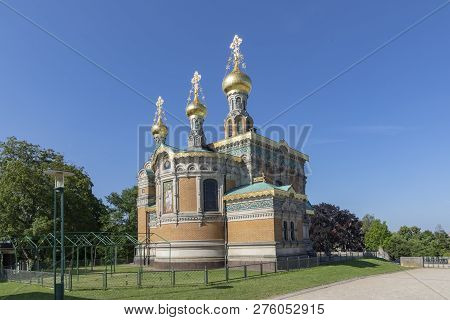 Historic Russian Chapel In Darmstadt, Hesse, Germany