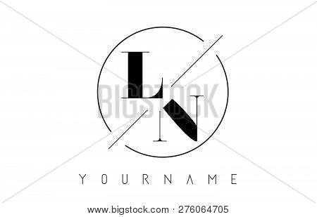 Ln Letter Logo With Cutted And Intersected Design And Round Frame Vector Illustration