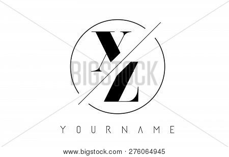 Xz Letter Logo With Cutted And Intersected Design And Round Frame Vector Illustration