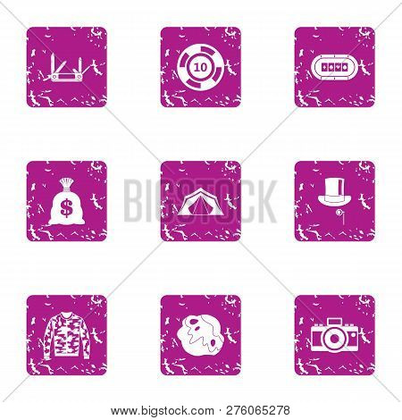 Speculate House Icons Set. Grunge Set Of 9 Speculate House Icons For Web Isolated On White Backgroun