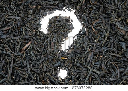 Da Hong Pao Oolong Tea, Question Mark Shape, Close Up, Macro. Chinese Big Red Robe Oolong Tea Used A