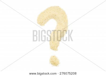 Semolina, Question Mark, Isolated, Close Up, Macro, Top View. Popular Flour In Cooking. Used For Mak
