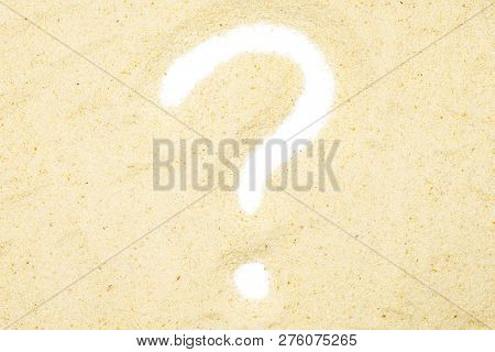 Semolina, Question Mark, Close Up, Macro, Top View. Popular Flour In Cooking. Used For Making Of Pas