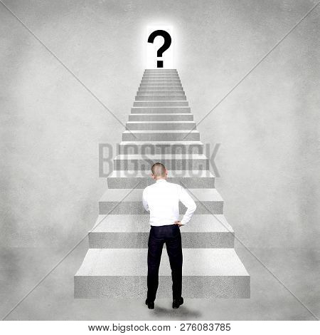 Personal Development Concept. Future Success With Risky Challenge Concept, Rear View Businessman Fac