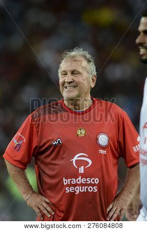 Rio, Brazil - December 27, 2018: Zico Player During A Soccer Game Of The All-stars Game In The Marac