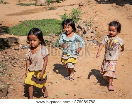 ban boe bak baw, laos - november 19, 2018: cheerful kids