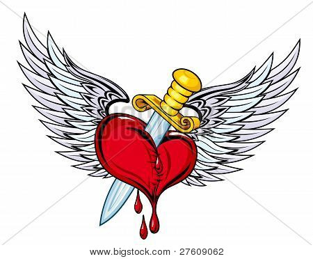 Corazón con alas y espada