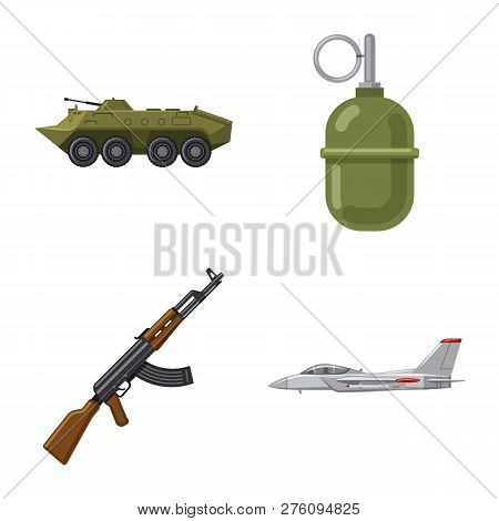 Isolated Object Of Weapon And Gun Symbol. Set Of Weapon And Army Vector Icon For Stock.