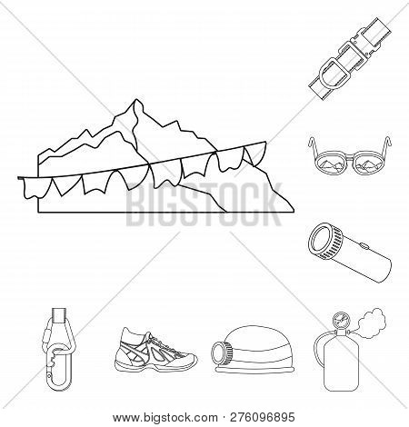 Isolated Object Of Mountaineering And Peak Icon. Set Of Mountaineering And Camp Vector Icon For Stoc
