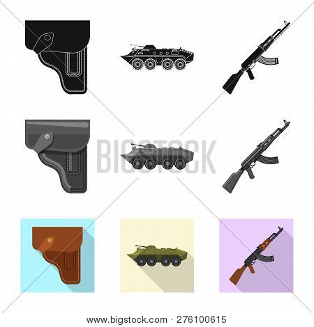 Isolated Object Of Weapon And Gun Symbol. Set Of Weapon And Army Vector Icon For Stock.