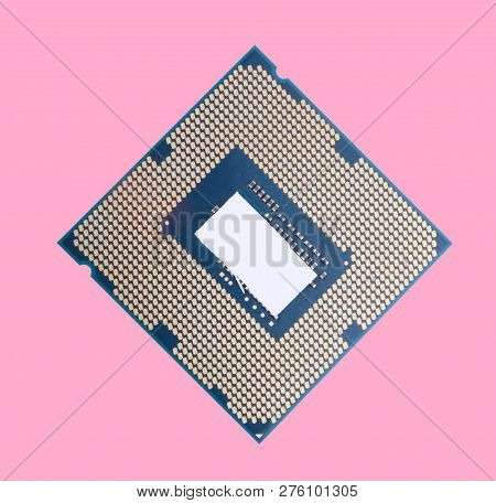 Central Processor Unit Isolated On Pink Background At Dry Sunny Day