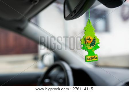 Miercurea Ciuc, Romania- 30 December 2018: Hanging Margarita Wunder Baum Air Freshener On Car Interi