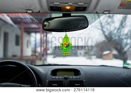 Miercurea Ciuc, Romania- 30 December 2018: Hanging Margarita Wunder Baum Air Freshener On Car Interi