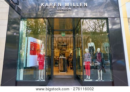 DUSSELDORF, GERMANY - CIRCA SEPTEMBER, 2018: entrance to Karen Millen shop in Dusseldorf.