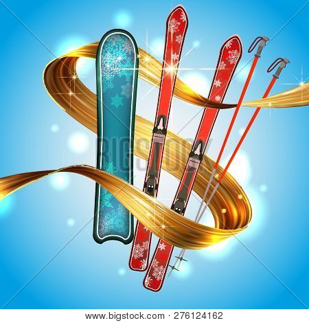 Abstract Colored Backgrounds, Ski Sport Text, Vektor