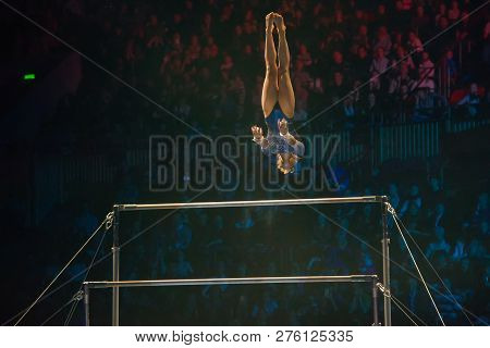 Moscow, Russia - November 16-17, 2018: Daria Spiridonova, Multiple Gymnastics Champion At The 