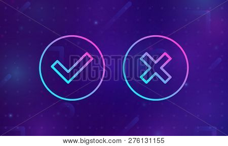 Check Icon. Check List Button Neon Signboard, Design Template, Modern Trend Design, Night Neon Signb