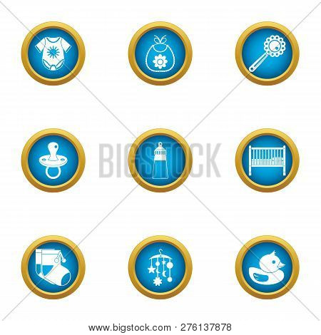 Babyish Icons Set. Flat Set Of 9 Babyish Icons For Web Isolated On White Background