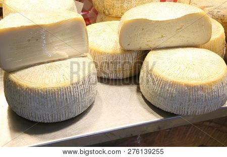 Fresh Round Shaped Cheese Made With Fresh Milk Of Goat And Sheep In The Mountain Dairy
