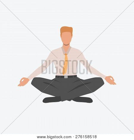 Businessman Practicing Yoga. Meditation, Mindfulness, Spirituality. Can Be Used For Topics Like Asan