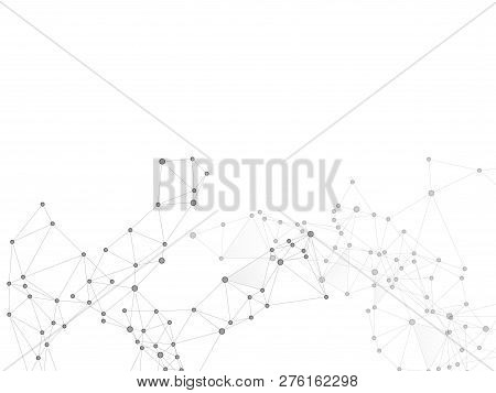 Gometric Plexus Structure Cybernetic Concept. Network Nodes Greyscale Plexus Background. Dots Nodes 