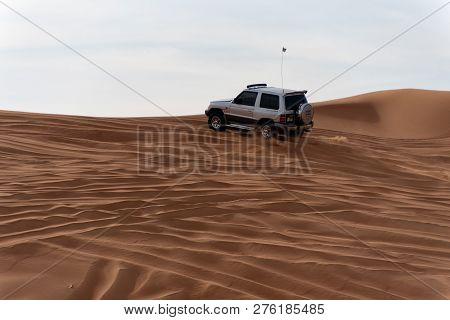 Big Red And Pink Rock, Sharjah, United Arab Emirates, December 28, 2018, Off-roading Is One Of The M
