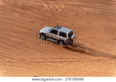 Big Red And Pink Rock, Sharjah, United Arab Emirates, December 28, 2018, Off-roading Is One Of The M